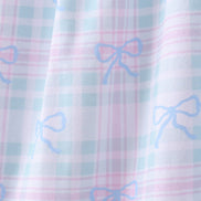 Blue plaid bow floral dress