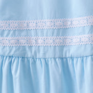 Blue cross embroidery ruffle tiered dress