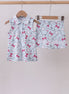 Blue golf bow print 2pc skorts set