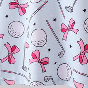 Blue golf bow print 2pc skorts set