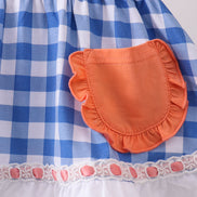 Sage strawberry embroidery ruffle gingham bloomer set