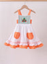 Sage strawberry embroidery ruffle dress