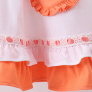 Sage strawberry embroidery ruffle dress