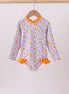 Mustard floral print ruffle rashguard