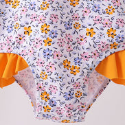 Mustard floral print ruffle rashguard