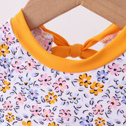 Mustard floral print ruffle rashguard