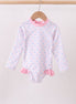 Pink floral print ruffle rashguard