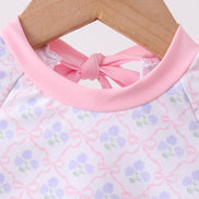 Pink floral print ruffle rashguard