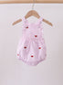 Pink stripe watermelon embroidery seersucker ruffle bubble