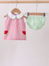 Red stripe watermelon embroidery seersucker bloomer set