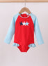 Red star embroidery ruffle rashguard