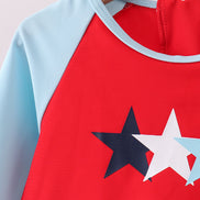 Red star embroidery ruffle rashguard