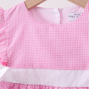 Pink bow gingham ruffle dress