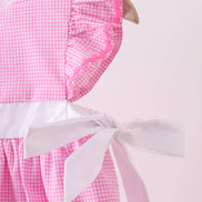 Pink bow gingham ruffle dress