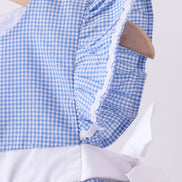 Blue bow gingham ruffle dress