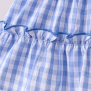 Blue gingham ruffle tiered dress