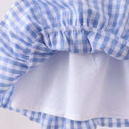 Blue gingham ruffle tiered dress