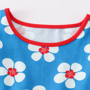 Platinum Blue & white floral print ruffle dress