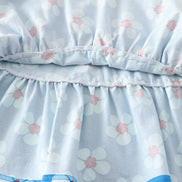 Platinum Blue & white floral print ruffle dress
