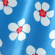 Platinum Blue & white floral print ruffle plaid dress