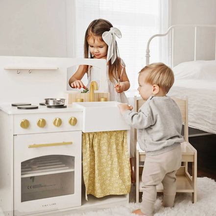 Tiny Land® Wooden Play Kitchen for Toddlers - Honey Kitchenette Pretend Cooking Set