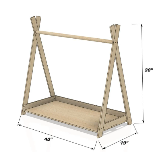 TILLY Wooden Children's Clothing Rack — Kids Dress-Up Hanger Stand