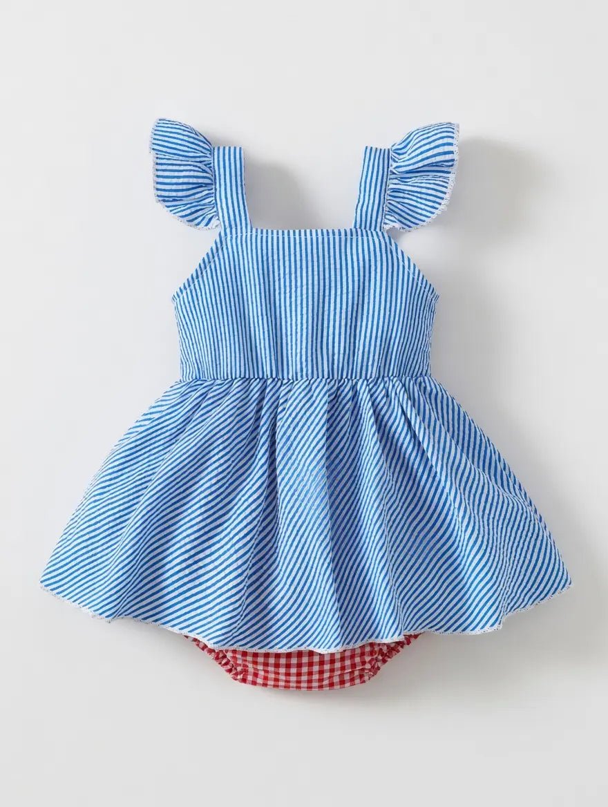 Children's Patriotic Star - Spangled Ruffle Dress - Little Janey Shop