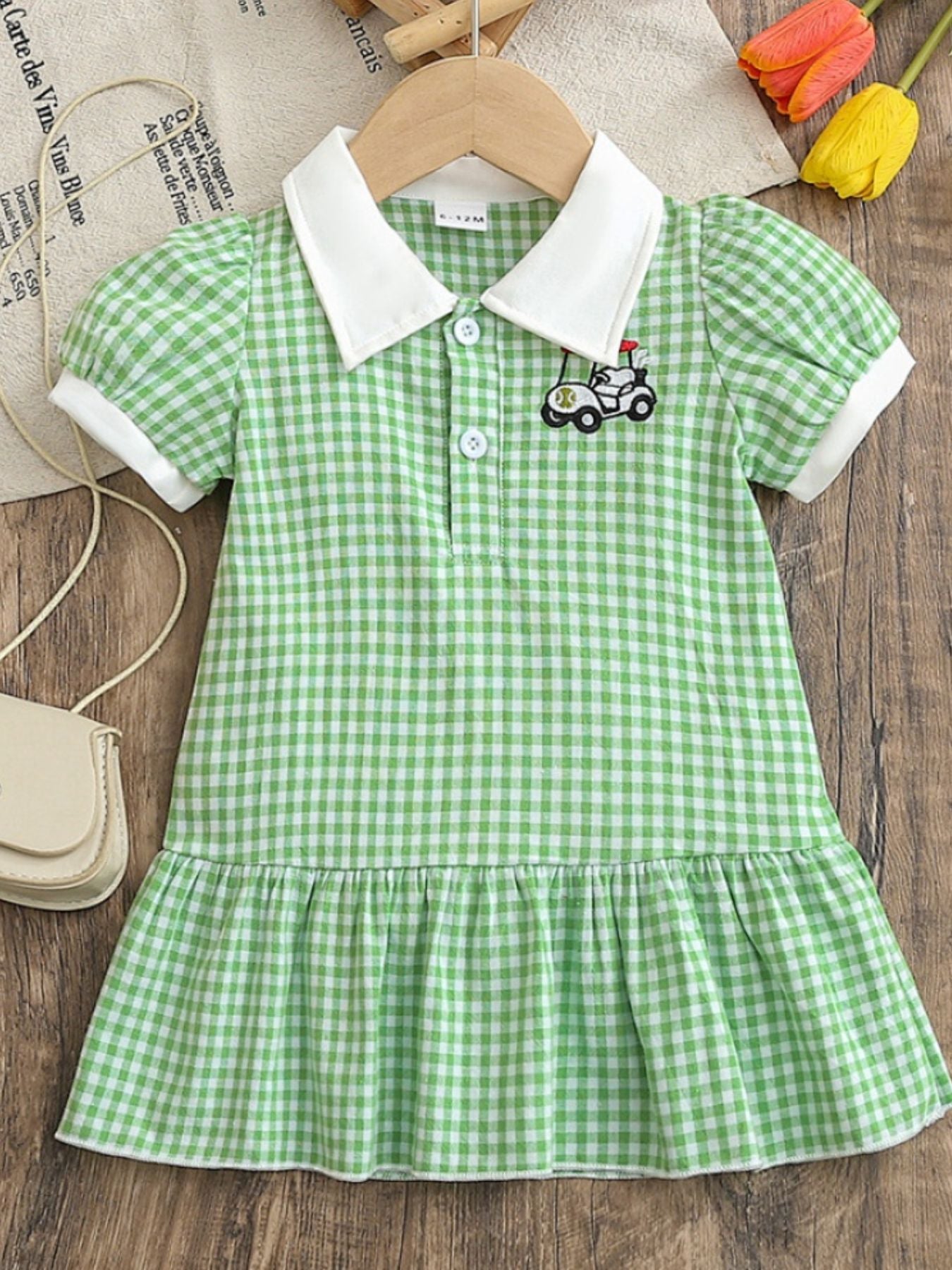Children's Gingham Ruffle Hem Polo Dress - Little Janey Shop
