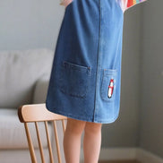 Children's Contrast Raglan Sleeve Denim Dress - Little Janey Shop