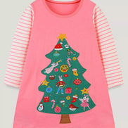 Children's Christmas Tree Long Sleeve Dress - Little Janey Shop