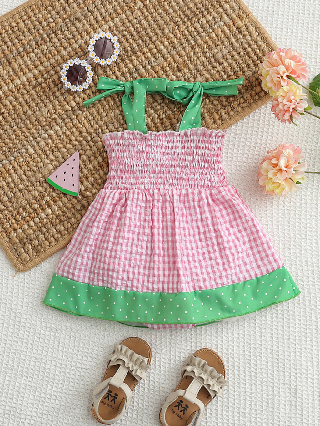 Children's Watermelon Gingham Smocked Dress - Little Janey Shop