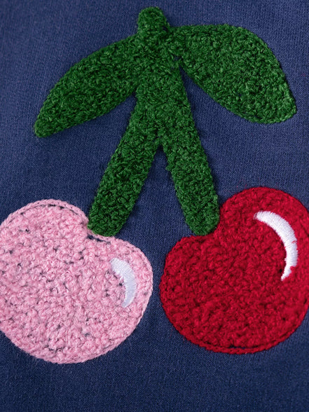 Children's Cherry Appliqued Long Sleeve Dress - Little Janey Shop