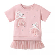 Children's Round Neck Short Sleeve Sweatshirt Dress - Little Janey Shop