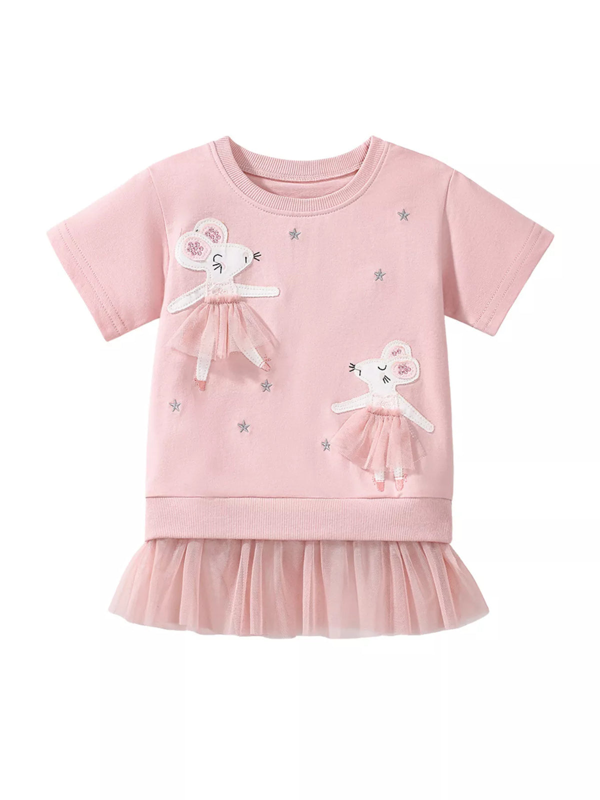 Children's Round Neck Short Sleeve Sweatshirt Dress - Little Janey Shop