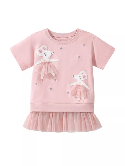 Children's Round Neck Short Sleeve Sweatshirt Dress - Little Janey Shop