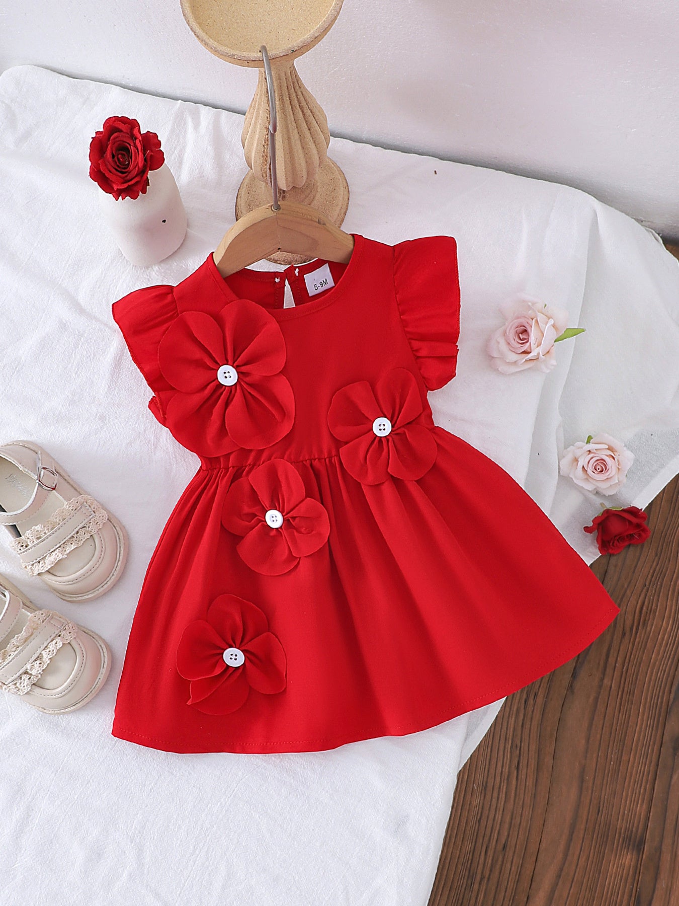Girls' Flower Ruffle Sleeve Dress – Special Occasions - Little Janey Shop
