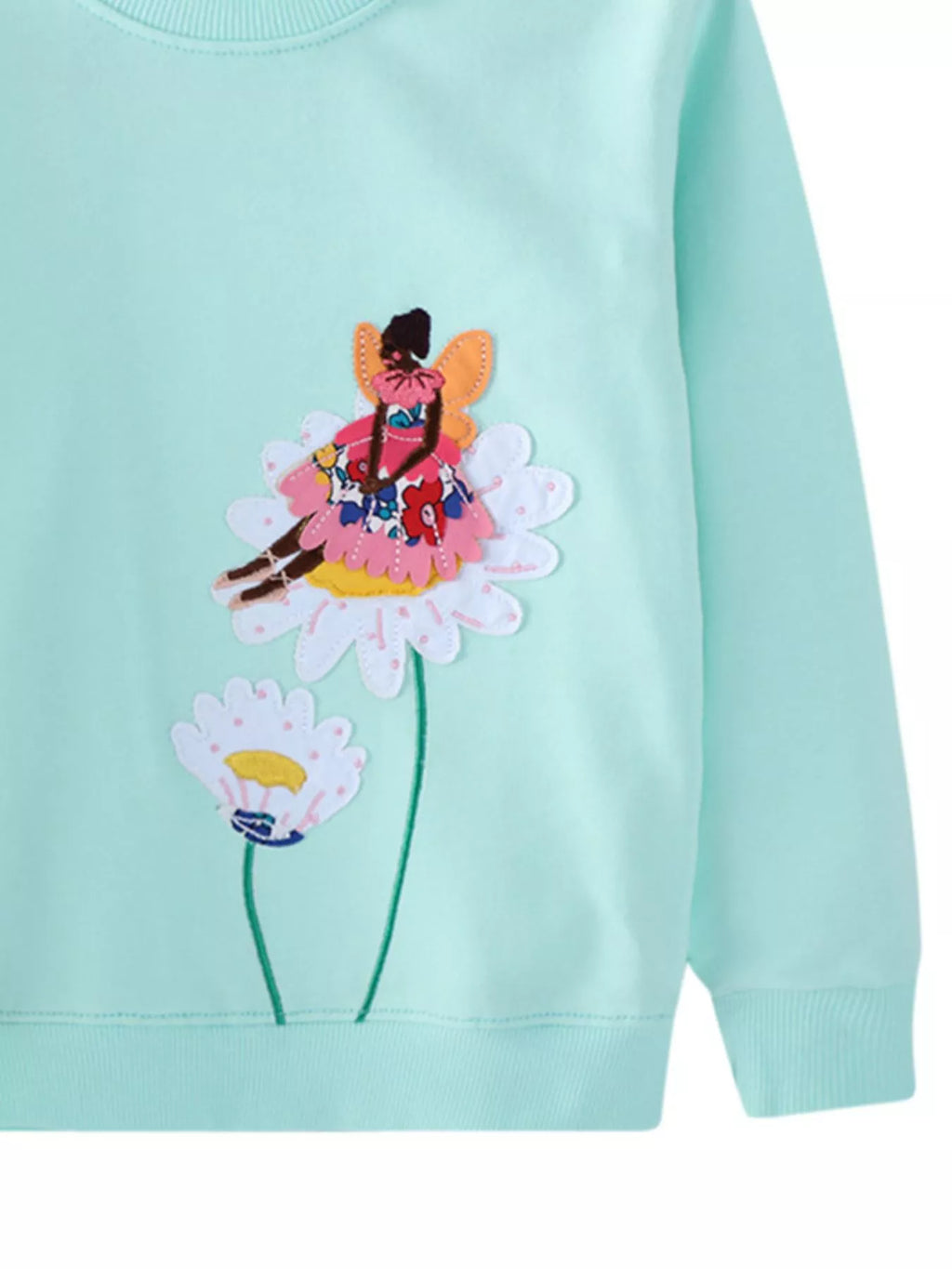 Children's Flower Embroidered Crew Neck Sweatshirt - Little Janey Shop
