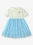 Girls' Striped Heart Print Tulle Dress with Bow | 100% Cotton | Sizes 2Y–6Y - Little Janey Shop