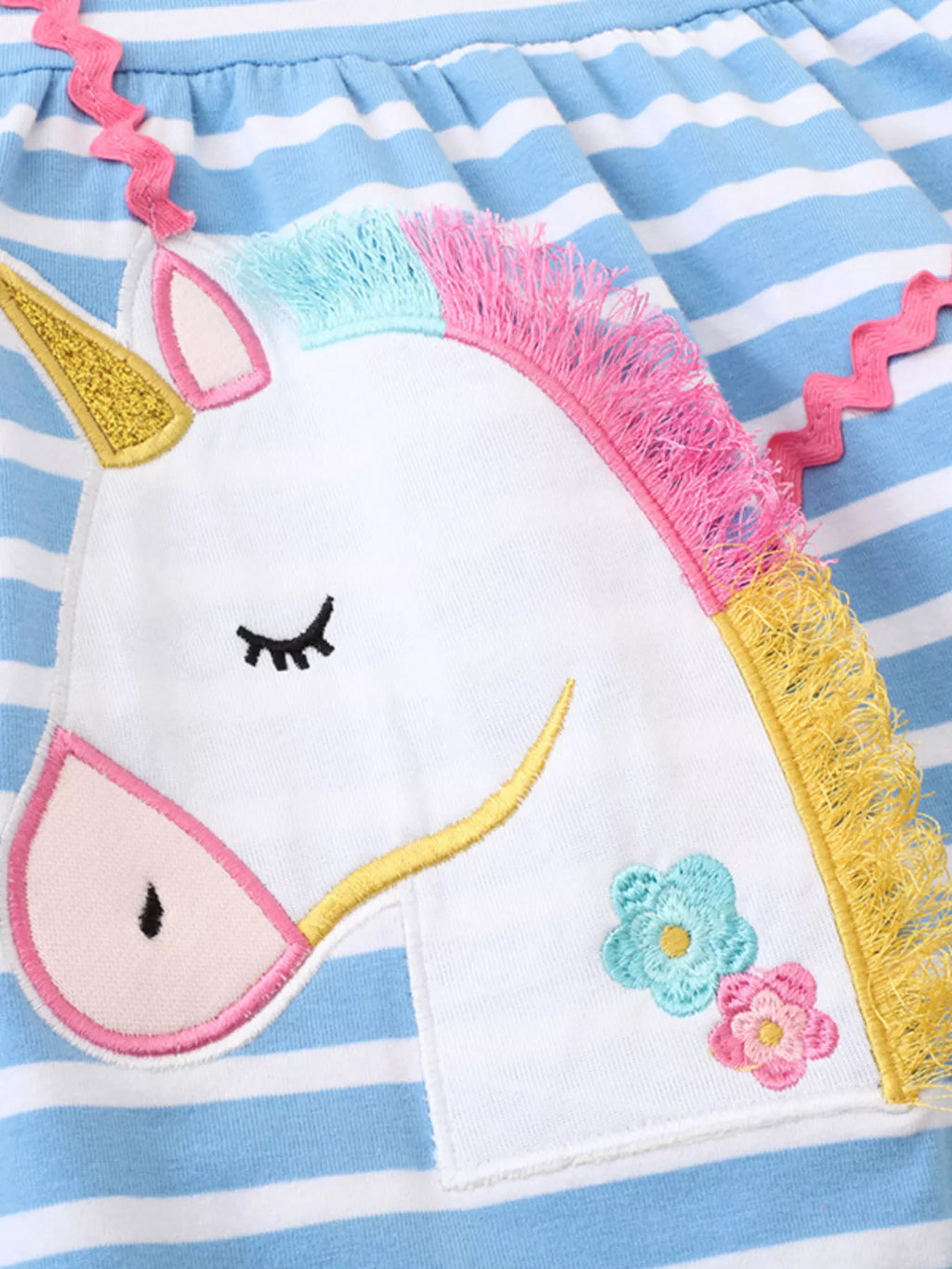 Children's Striped Unicorn Ruffle Sleeve Dress - Little Janey Shop