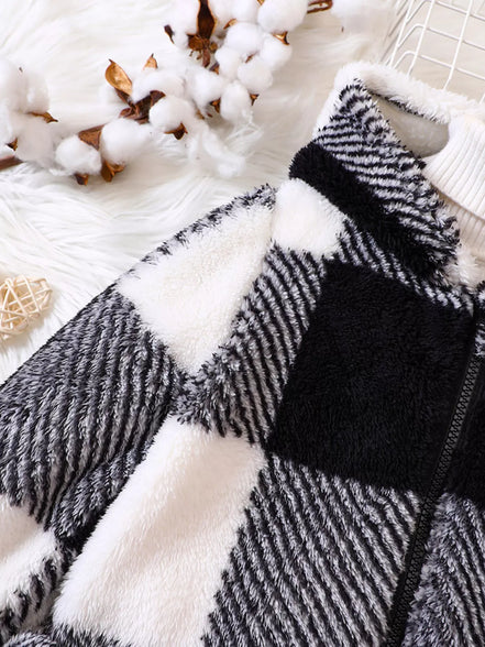 Children's Cozy Plaid Hooded Fleece Jacket - Little Janey Shop