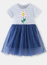 Girls' Navy Striped Flower Sequin Tulle Dress | Little Janey - Little Janey Shop