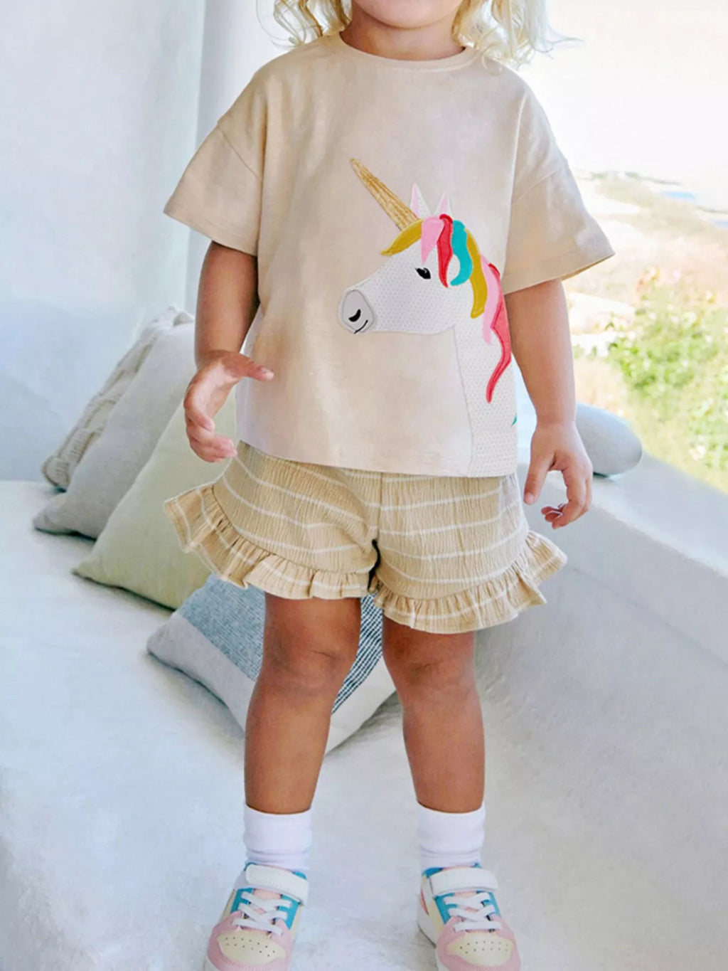 Children's Unicorn Top and Ruffle Trim Shorts Set - Little Janey Shop