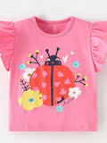 Children's Ladybug Graphic Ruffle Sleeve T-Shirt - Little Janey Shop