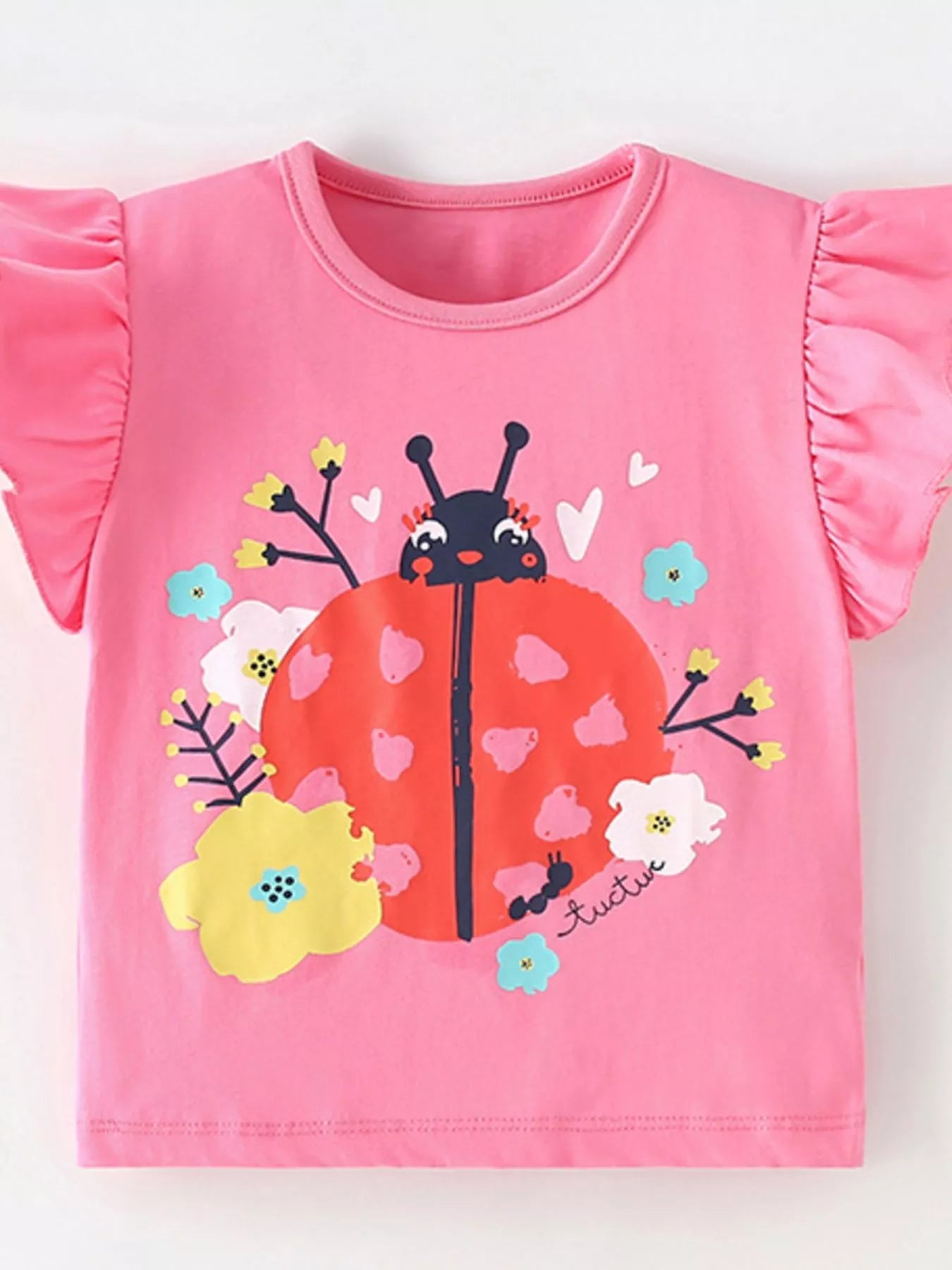 Children's Ladybug Graphic Ruffle Sleeve T-Shirt - Little Janey Shop