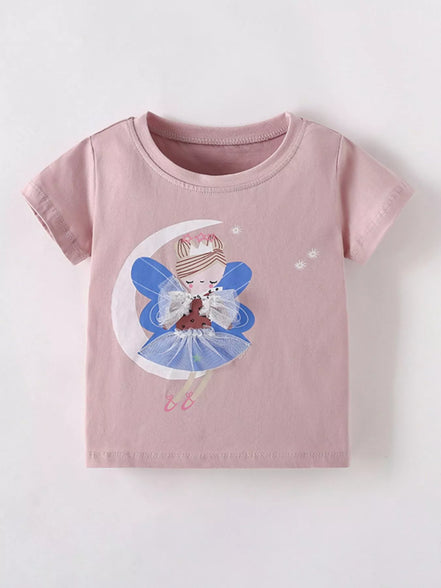 Children's Cute Fairy Graphic Short Sleeve T-Shirt - Little Janey Shop