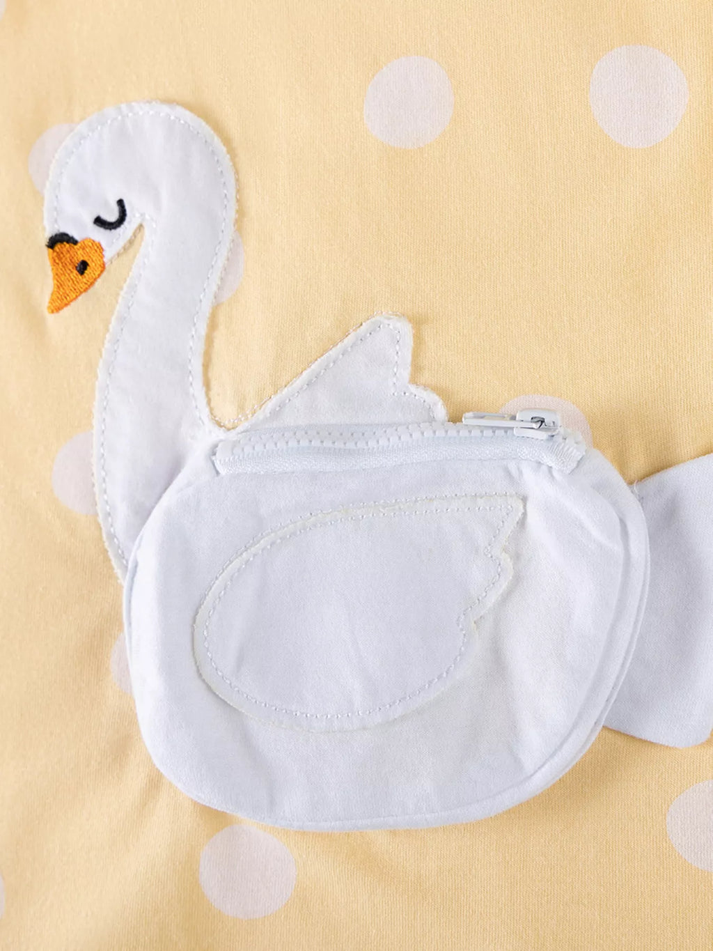 Children's Swan Applique Polka Dot Ruffle Sleeve Dress - Little Janey Shop