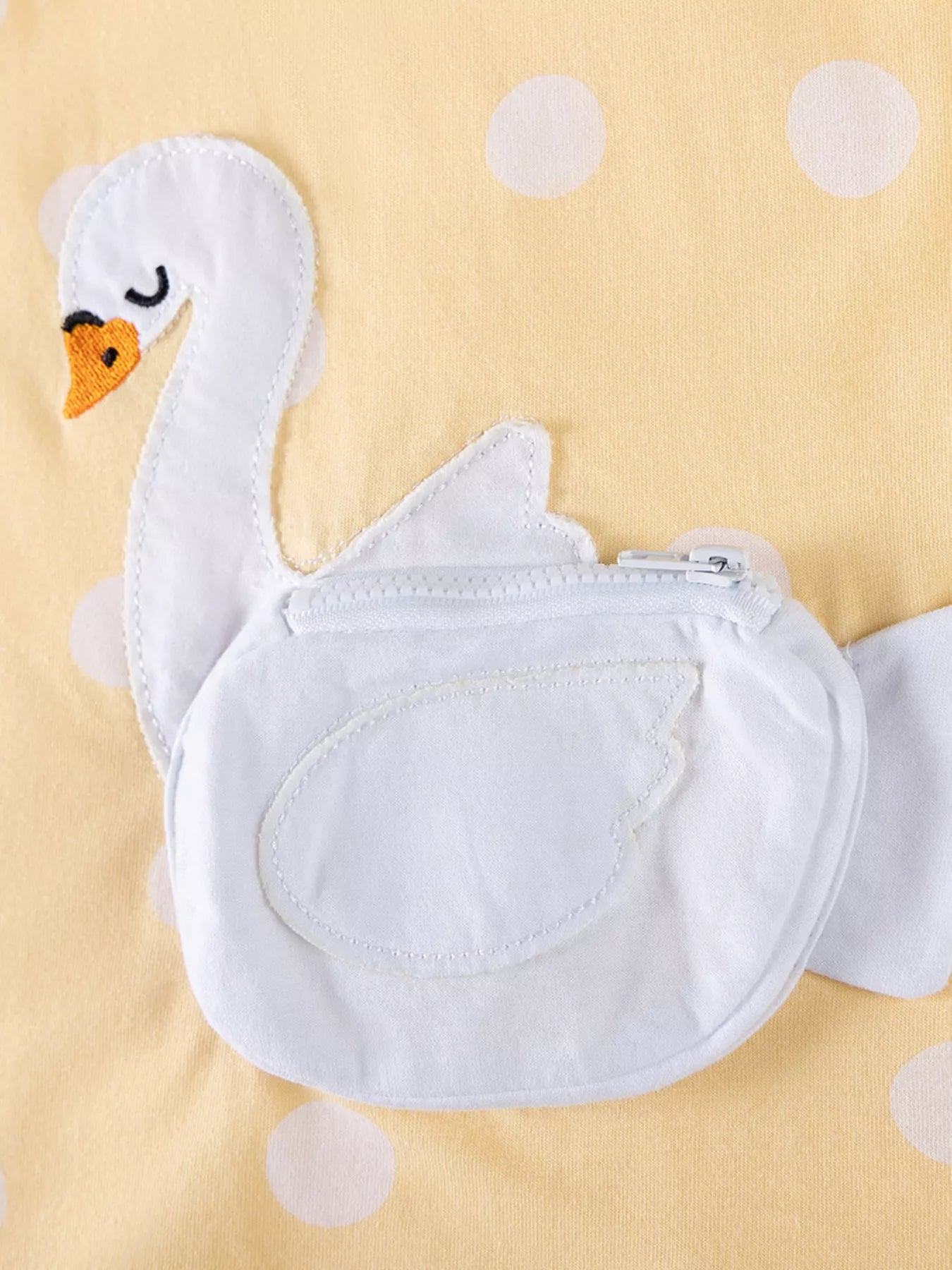 Children's Swan Applique Polka Dot Ruffle Sleeve Dress - Little Janey Shop