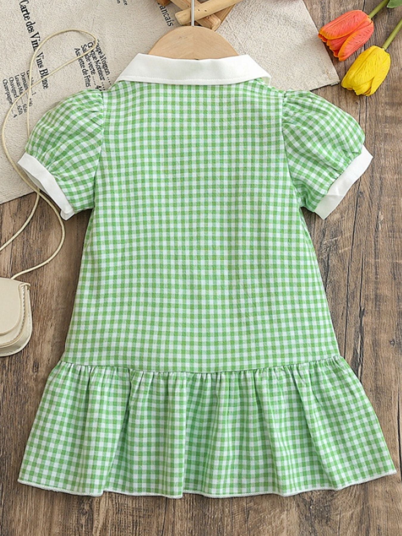 Children's Gingham Ruffle Hem Polo Dress - Little Janey Shop