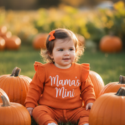 Baby Girl in Pumpkin Patch - Orange Mama's Mini