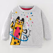Children's Cartoon Cat Crew Neck Sweatshirt - Little Janey Shop